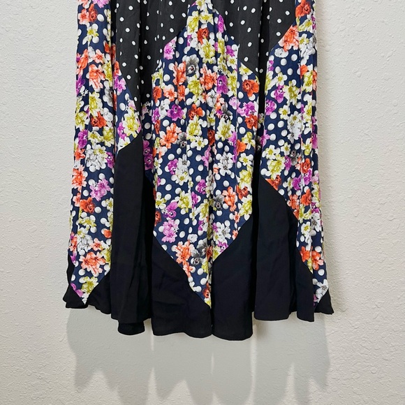 Maeve Diamond Mosaic Midi Skirt Medium Anthropologie Patchwork Multicolor Floral - Picture 2 of 6